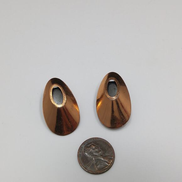 Renoir Copper Clip On Earrings Mid Century Modern 1950s Vintage Jewelry - Picture 8 of 10
